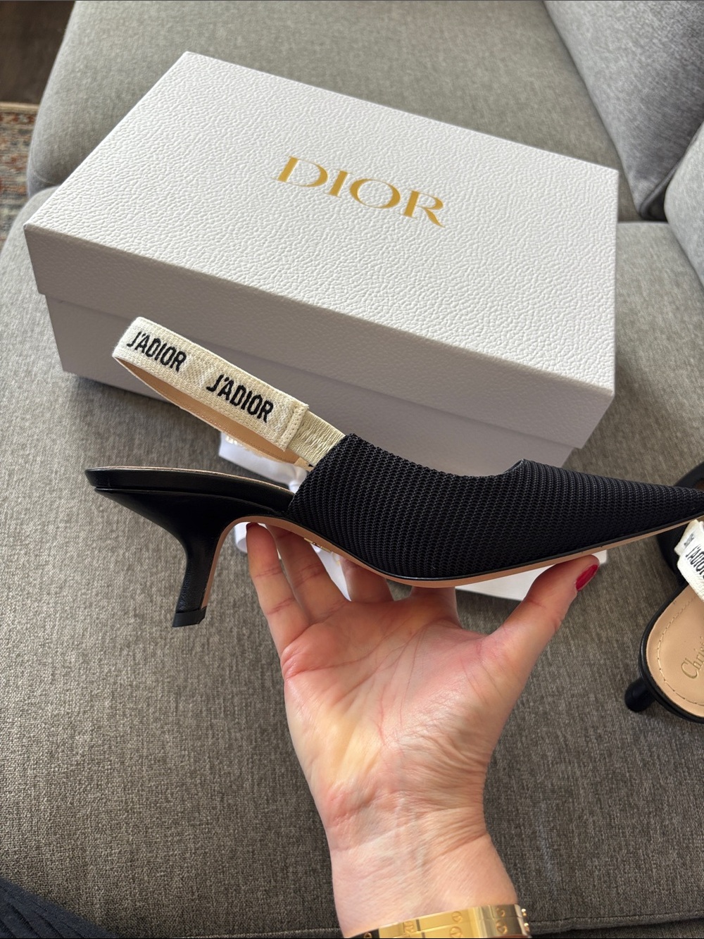 Dior Christian Dior Black J'Adior Slingback Kitten Heel Pumps 36 1/2 EU - NWT - Picture 9 of 15